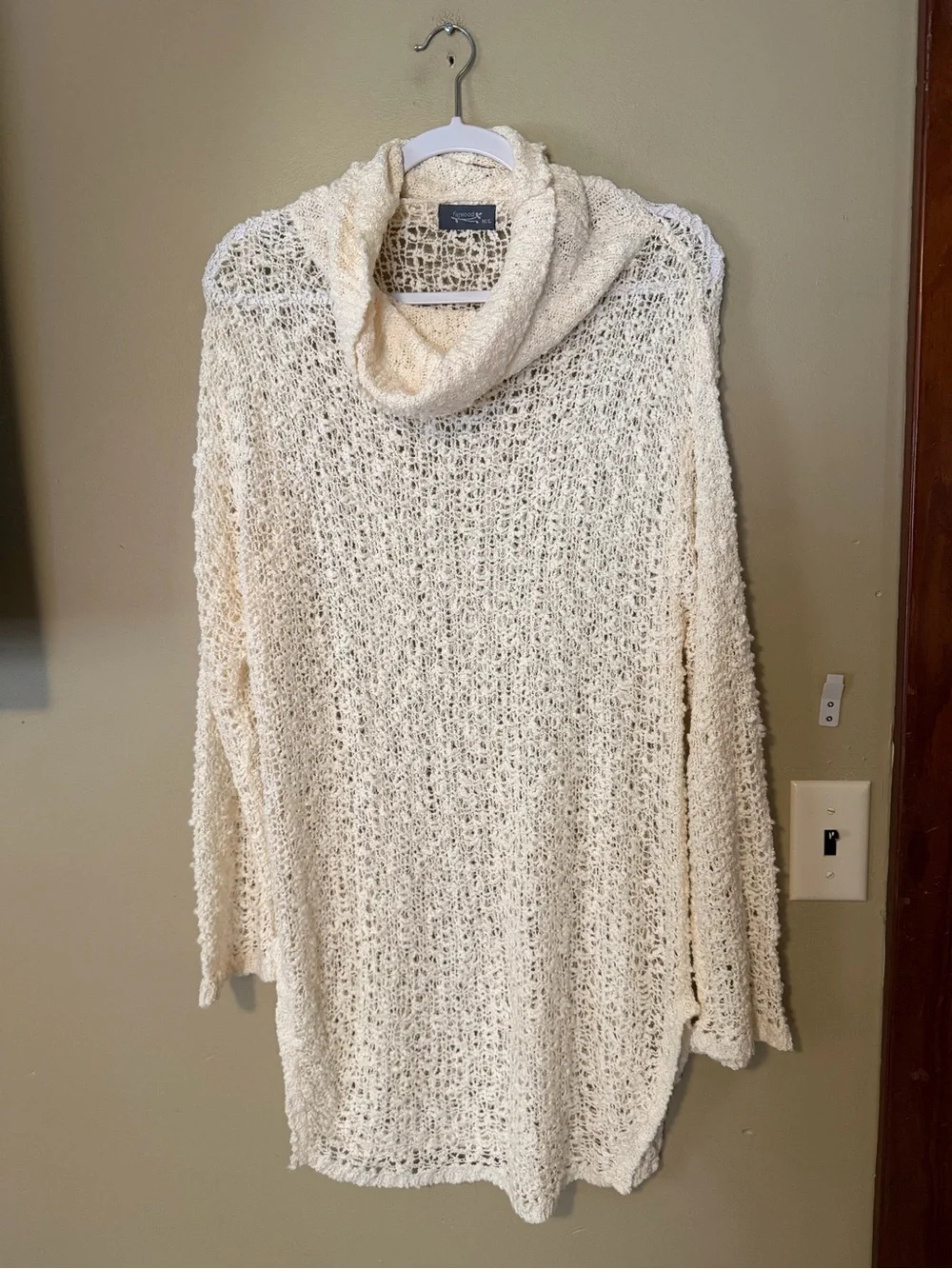 Figwood Wool Blend Cozy Cream Cowl Neck Knit Sweater